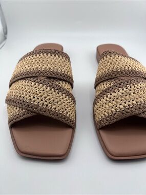 0065: BCBGeneration Lileen Braided Two-Tone Slide Sandals - Beige & Brown
